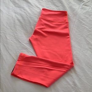 Coral and grey reversible 3/4 length yoga pants